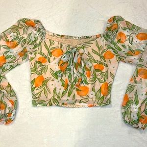 South moon under long sleeve blouse with tie front. Size XS